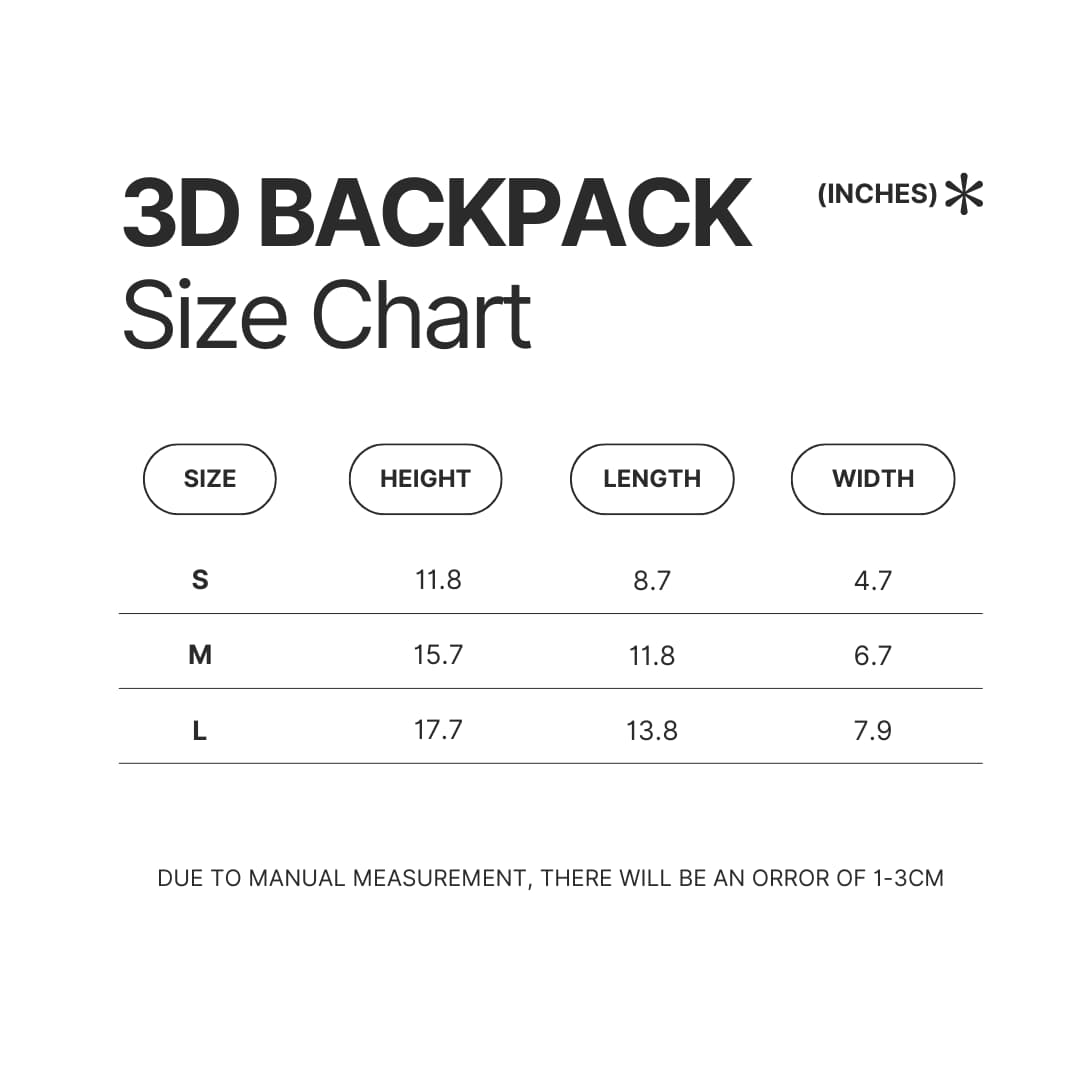 3D Backpack Size Chart - Bersek Uk Store