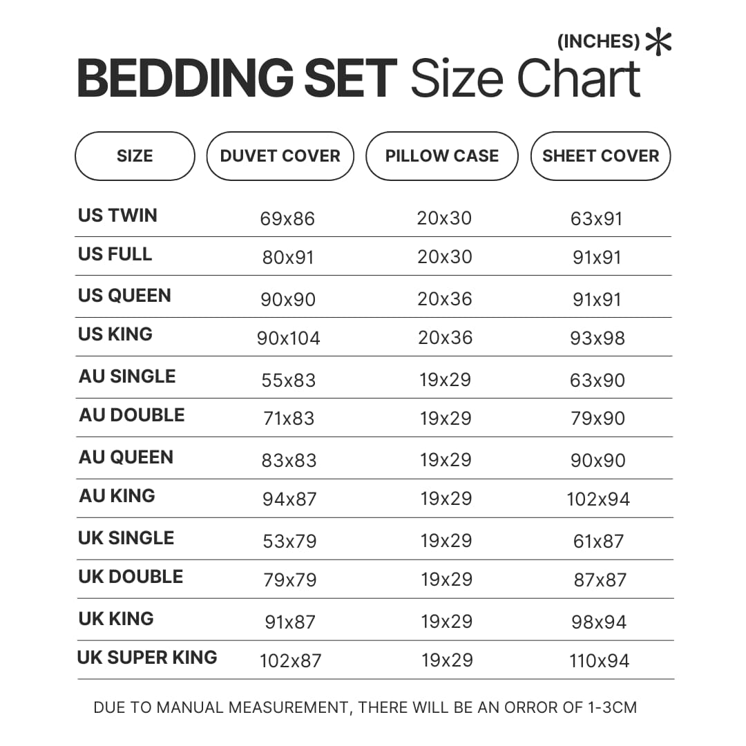 Beding Set Size Chart - Bersek Uk Store