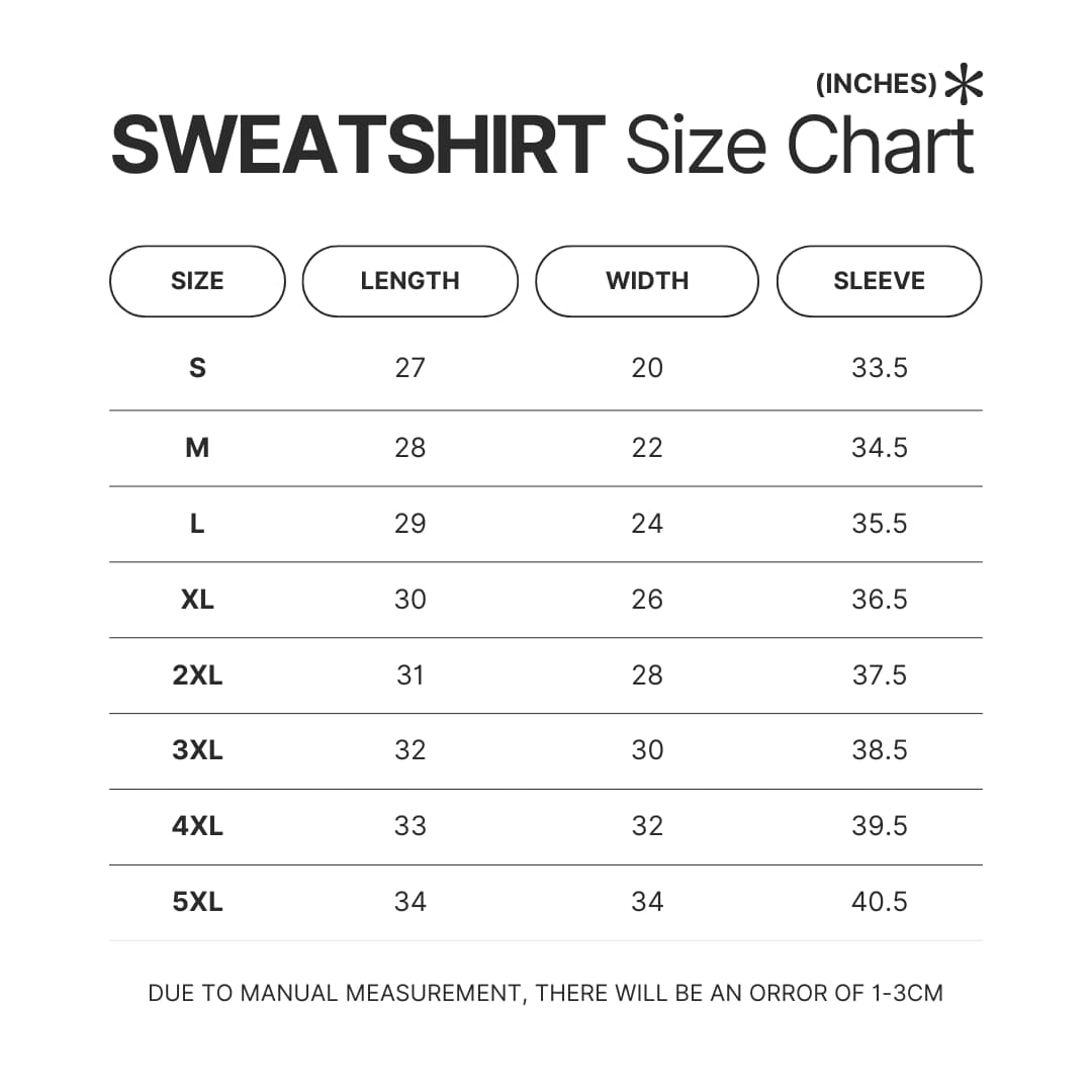 Sweatshirt Size Chart - Bersek Uk Store