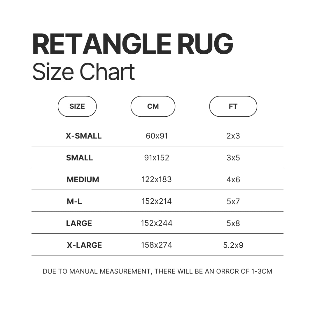 Retangle Rug Size Chart - Bersek Uk Store